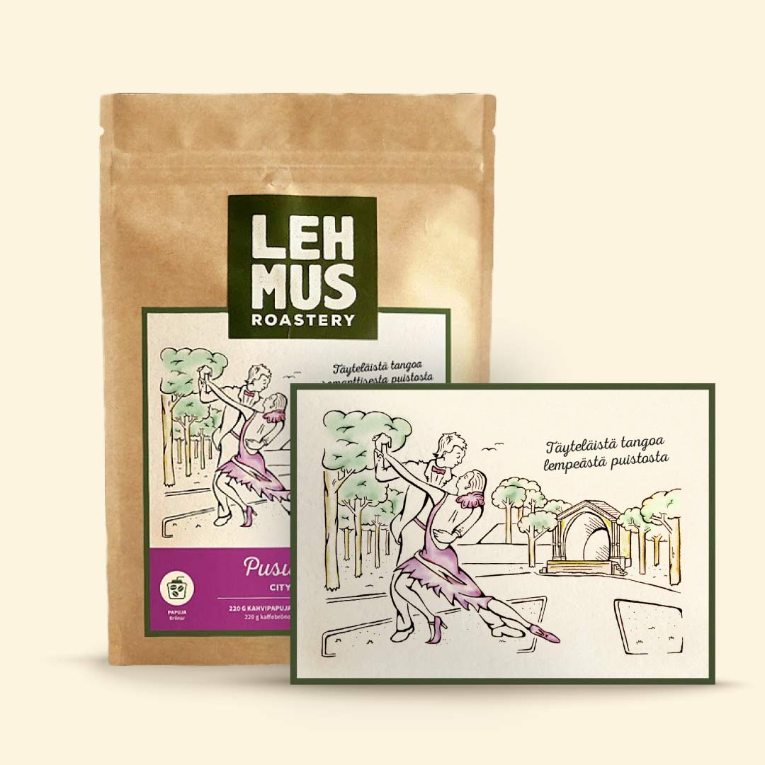 Pusupuisto 220g and a postcard for a friend